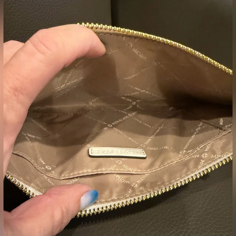 Michael‎ Kors Black and Cream Snake Embossed Clutch